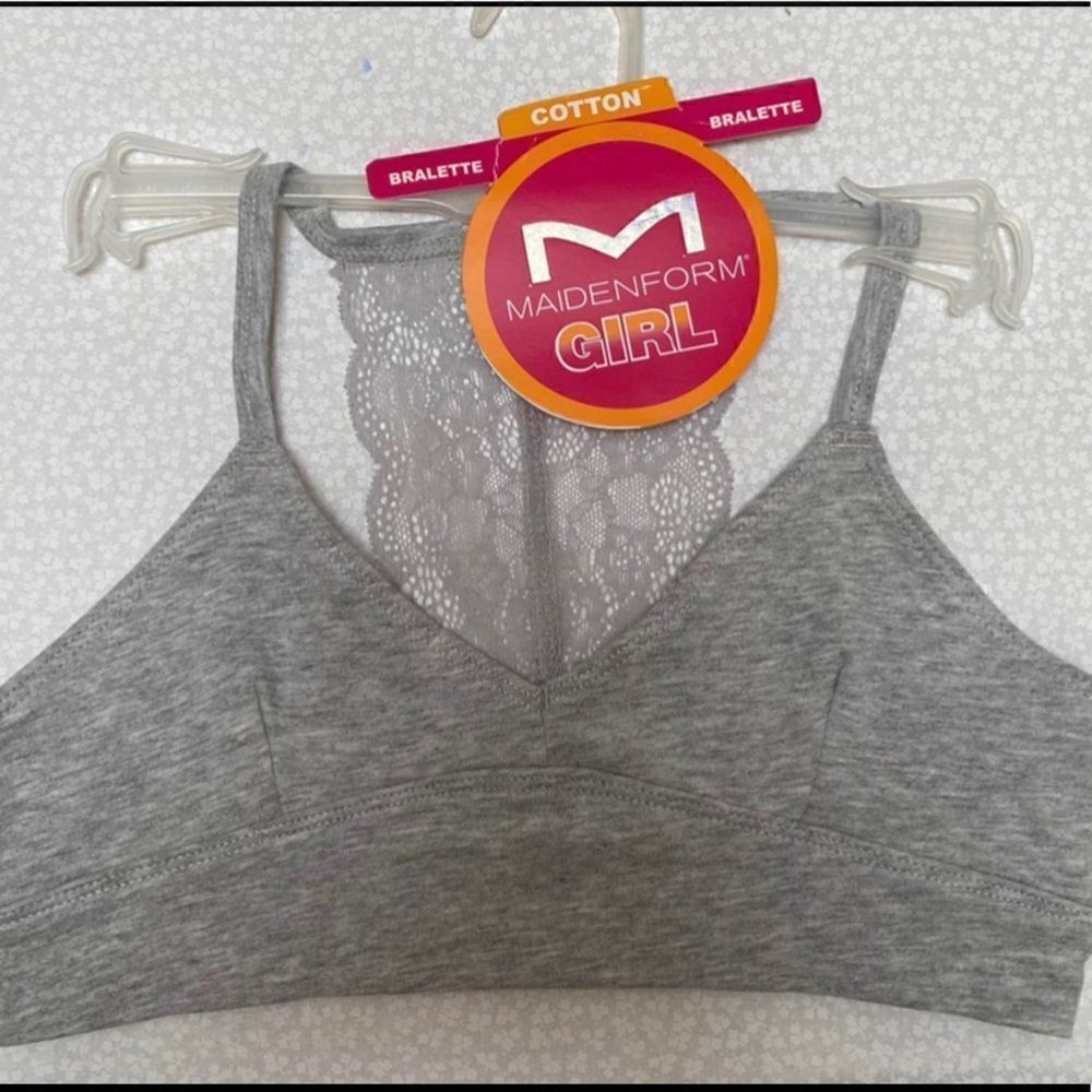 MAIDENFORM Girls COTTON BRALETTE.  Small Heather Grey.